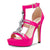 Aachcol Women Platform Stiletto High Heel Roman Sandals Ankle Strap Slingback Round Peep Open Toe Dress Shoes Office Party Wedding Satin 5 Inch, Magenta Red