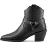 Aachcol Women Ankle Boots Short Bootie Square Toe Low Kitten Chunky Block Heel Western Cowboy Cowgirl Matte Zipper Dress Shoes Black 2.5 Inch