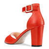 Aachcol Women Sandals Peep Open Toe Ankle Strap Chunky Block High Heel Dress Shoes Matte Classic Orange 3 Inch