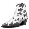 Aachcol Women Ankle Boots Short Bootie Square Toe Low Kitten Chunky Block Heel Western Cowboy Cowgirl Matte Zipper Dress Shoes Multicolor 2.5 Inch