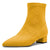Castamere Women Chunky Block Low Heel Close Pointed Toe Ankle Boots Short Bootie Slip-on Zipper 1.4 Inches Heels Classic Cute Shoes Yellow