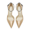 Castamere Women Stiletto High Heel Pointed Toe Pumps Ankle Strap Two-Piece Bow-Knot Wedding Dress 3.3 Inches Heels Beige