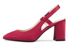 NobleOnly Womens Slingback Chunky Heels Pumps Comfortable Leather Square-Toe Block Mid-Heels Office Classic Shoes 7.5 cm Heel