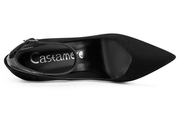 CASTAMERE Womens Sexy Ankle Strap High Heels Pumps Elegant Pointy Toe Stilettos 12CM Heel Shoes