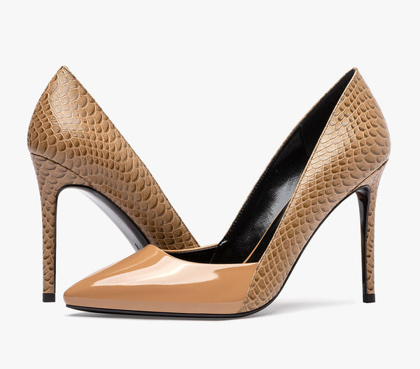 CASTAMERE Womens Leather Lining High Heels Pumps Pointed Toe Slip-on 10CM Shoes