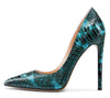 CASTAMERE Womens Sky High Heels Basic Pumps Pointed Toe Stilettos 12CM Heel Snake Shoes
