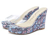 NobleOnly Womens High Heels Platform Wedge Sandals Clear Transparent Comfortable Slippers Leather Lining Slip-on Office Colorfull Shoes 10CM Heel