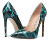 CASTAMERE Womens Sky High Heels Basic Pumps Pointed Toe Stilettos 12CM Heel Snake Shoes