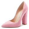 CASTAMERE Womens Sky High Block Heels Pumps Pointed Toe Slip-on 4.7 Inch Heels Suede Shoes