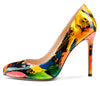 CASTAMERE Womens Round Toe High Heels Pumps Slip On Stilettos 10CM Heel Patent