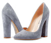 CASTAMERE Womens Sky High Block Heels Pumps Pointed Toe Slip-on 4.7 Inch Heels Suede Shoes