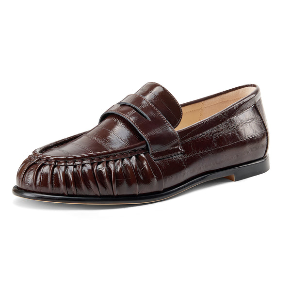 Aachcol Women's Glossy Patent Leather Braided Toe Loafers | Casual Slip-On Dress Shoes
