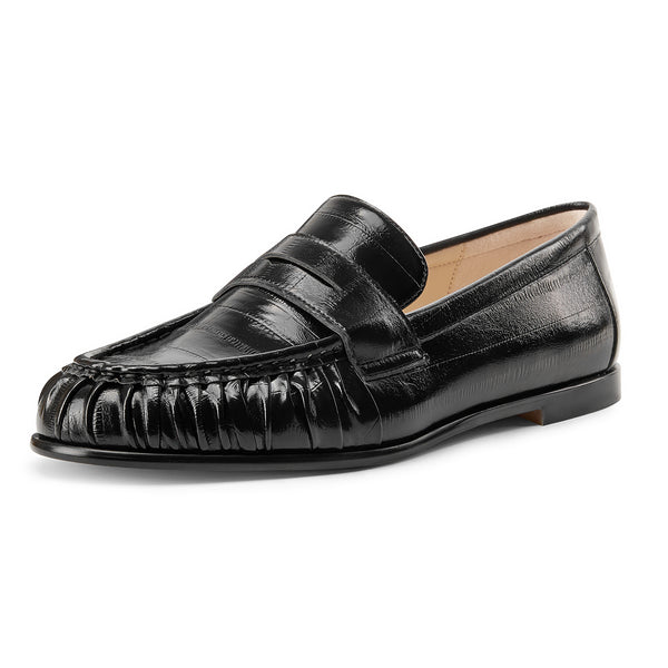 Aachcol Women's Glossy Patent Leather Braided Toe Loafers | Casual Slip-On Dress Shoes