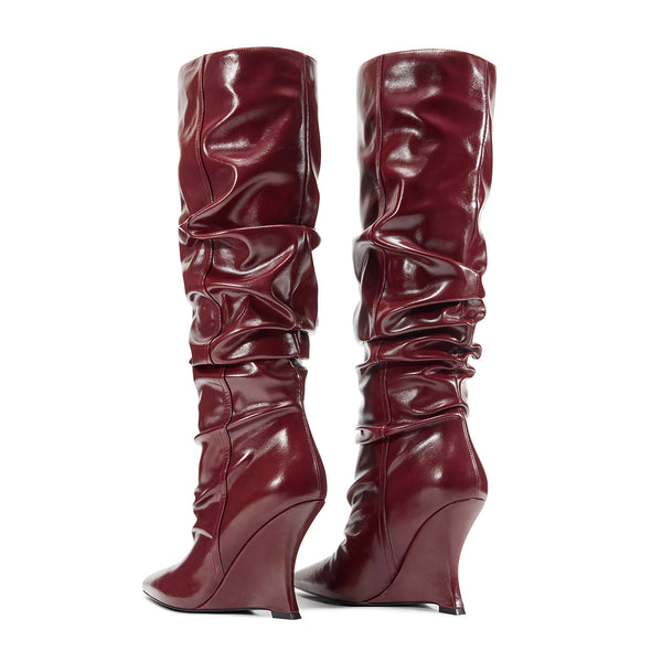 Aachool Women's Slouchy Wedge Boots | Pointed Toe Knee High Boots