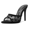 Aachcol Stiletto Peep-Toe Mule Sandals | Patent Leather 3.9" High Heels