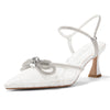 Aachcol Women's Rhinestone Bow Slingback Heels | Elegant Bridal Wedding Shoes