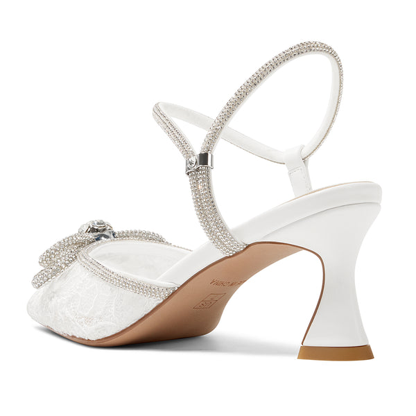 Aachcol Women's Rhinestone Bow Slingback Heels | Elegant Bridal Wedding Shoes