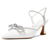 Aachcol Women's Rhinestone Bow Slingback Heels | Elegant Bridal Wedding Shoes