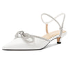 Aachool Women's Rhinestone Bow Slingback Heels | Elegant Bridal Wedding Shoes