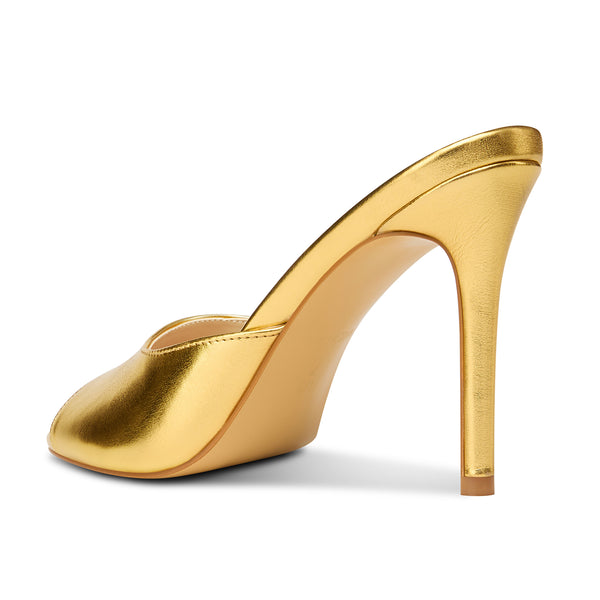 Aachcol Stiletto Peep-Toe Mule Sandals | Patent Leather 3.9" High Heels