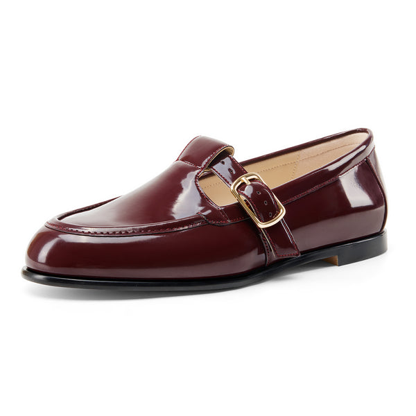 Aachcol Women's Patent Leather Gold Buckle Loafers | Casual Professional Slip-On Shoes