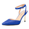 Women's 8.5CM Stiletto Heel Slingback Pumps with Pointed Toe, Shiny and Stylish Ankle Strap Dress Shoes