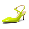 Ladies Patent Leather Slingback Pumps with 2.3 Inche Stiletto Heel and Petite Square Toe for Women