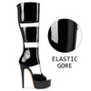 Aachool Women's Cut-Out Platform Stiletto Boots | Patent Leather Tall Heels