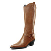 Women Ladies Cowboy Boots for Women Western Cowgirl Boots Embroidered Pointed Toe Mid Calf Boots with Chunky Block Heel 6CM Heels