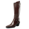 Women Ladies Cowboy Boots for Women Western Cowgirl Boots Embroidered Pointed Toe Mid Calf Boots with Chunky Block Heel 6CM Heels