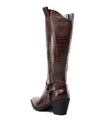 Women Ladies Cowboy Boots for Women Western Cowgirl Boots Embroidered Pointed Toe Mid Calf Boots with Chunky Block Heel 6CM Heels