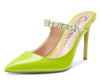 CASTAMERE Womens Slingback Slip On High Heels Pumps Rhinestones Strappy Pointy Toe 10CM Heel Sandals