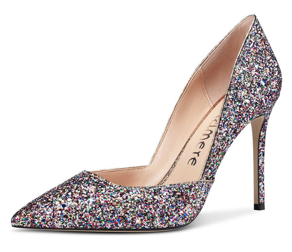 CASTAMERE Womens D'Orsay Slip On High Heels Pumps Elegant Pointy Toe Stilettos 10CM Heel Shoes