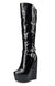 NobleOnly Women's High Heels Platform Wedge Mid Calf Boots Round Toe Boot with Zipper Basic Office Black Boot 6" Heel Shoes