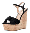 CASTAMERE Women's Sky High Wedge Heel Sandals Ankle-Strap Open-Toe High Heels Sandal Bowknot Party Dress 6Inch Heel Shoes