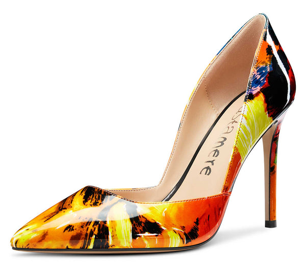CASTAMERE Womens D'Orsay Slip On High Heels Pumps Elegant Pointy Toe Stilettos 10CM Heel Shoes