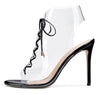 CASTAMERE Womens High Heels Transparent Laced Sandals Sexy Clear Peep Toe 10CM Heels