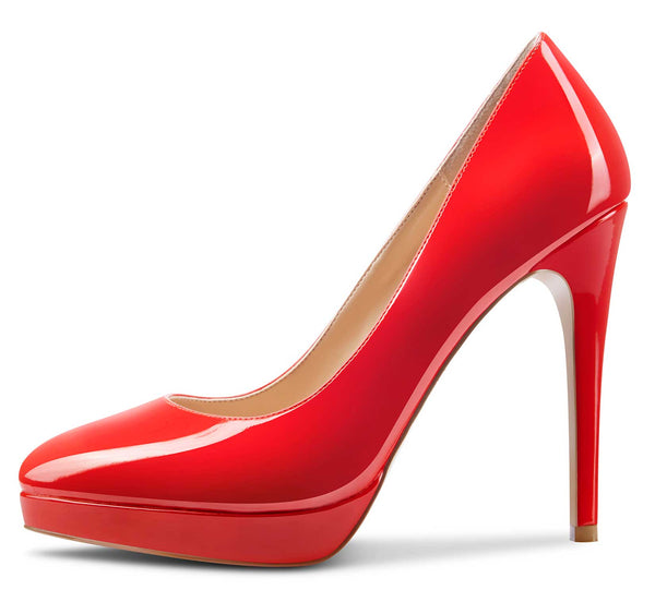 CASTAMERE Womens High Heels Platform Pumps Slip-on Stilettos 12CM Heel Office Dress Patent Shoes