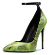 CASTAMERE Womens Sexy Ankle Strap High Heels Pumps Elegant Pointy Toe Stilettos 12CM Heel Shoes