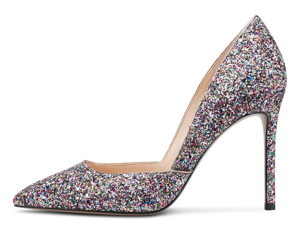 CASTAMERE Womens D'Orsay Slip On High Heels Pumps Elegant Pointy Toe Stilettos 10CM Heel Shoes