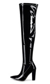 NobleOnly Women's High Heels Over Knee Boots Pointed-Toe Sexy Boot with Zipper Basic Office Boot 4" Chunky Heel Shoes