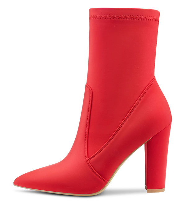 NobleOnly Women's High Heels Ankle Boots Pointed Toe Boot with Zipper Basic Office Boot 4" Chunky Heel Shoes