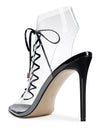 CASTAMERE Womens High Heels Transparent Laced Sandals Sexy Clear Peep Toe 10CM Heels