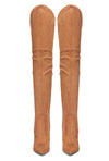 CASTAMERE Womens High Heels Over The Knee Boots Sexy Pointy Toe Chunky Block 10CM Heel Boot with Zipper