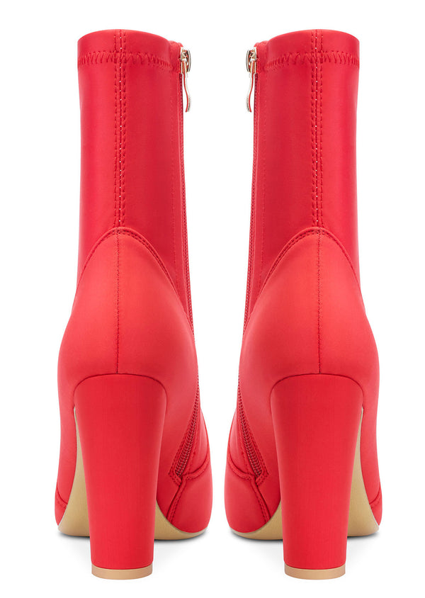NobleOnly Women's High Heels Ankle Boots Pointed Toe Boot with Zipper Basic Office Boot 4" Chunky Heel Shoes