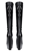 NobleOnly Women's High Heels Platform Wedge Mid Calf Boots Round-Toe Lace-Up Boot with Zipper Basic Office Boot 6" Heel Shoes