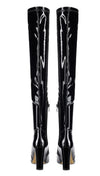 NobleOnly Women's High Heels Over Knee Boots Pointed-Toe Sexy Boot with Zipper Basic Office Boot 4" Chunky Heel Shoes