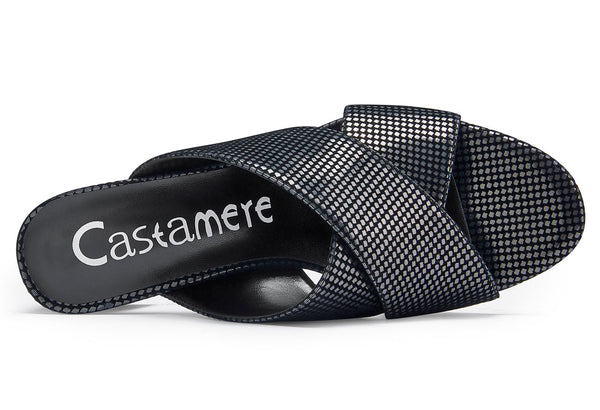 CASTAMERE Womens Chunky Block Heels Slippers Slip-on Strappy Open Toe Sandals 5CM Heeled Sandal