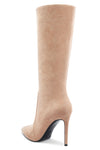 CASTAMERE Womens Knee High Boots High Heels Elegant Pointy Toe Stilettos Boot with Zipper 10CM Heel