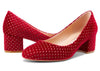 CASTAMERE Womens Chunky Block Heels Round-Toe Slip-on Mid-Heel Basic Pumps 5CM Heels